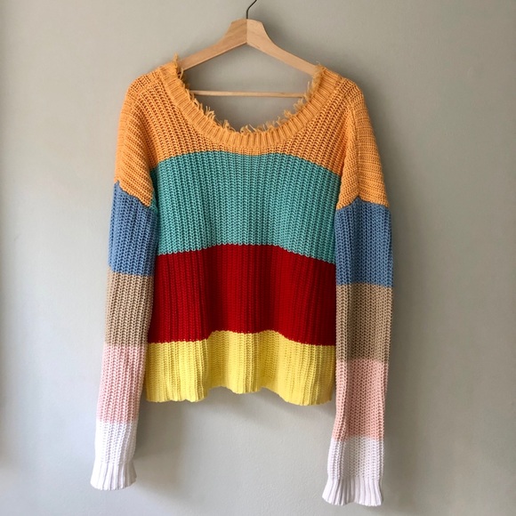 Color-block 100% cotton sweater by 525 America - Picture 3 of 8